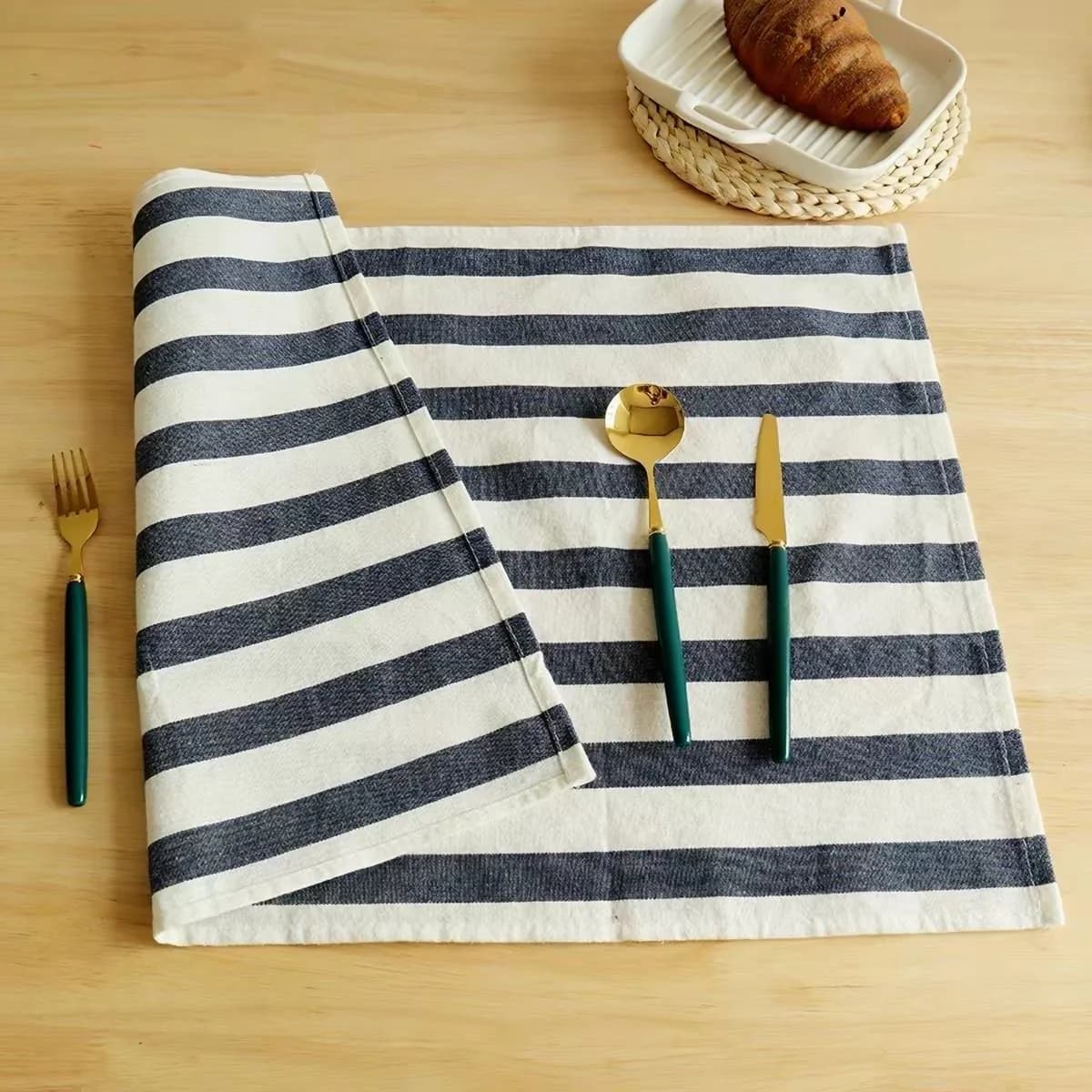 Navy Stripe Dinner Napkin, Navy Stripe