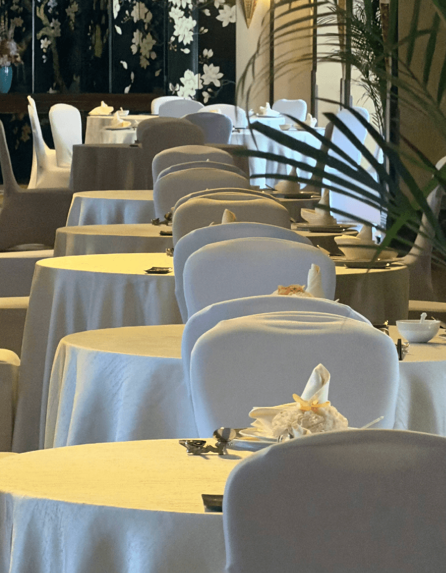 Hospitality dining area showing coordinated tables and seating