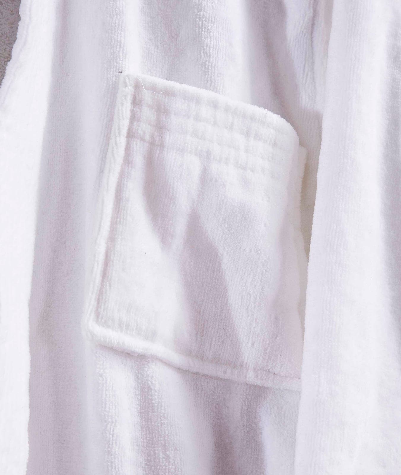 White bathrobe pocket detail