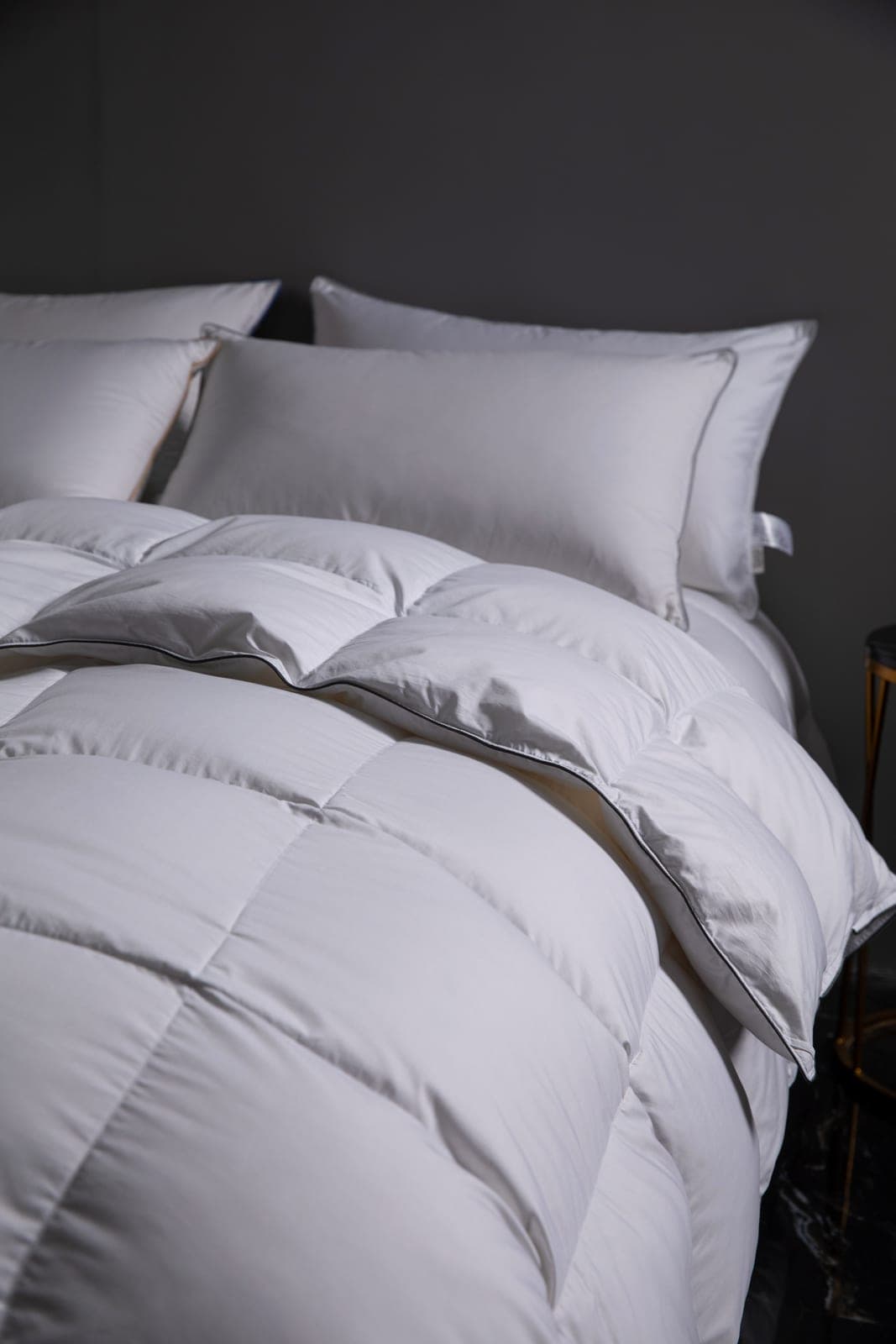 Filled duvet arranged on a bed