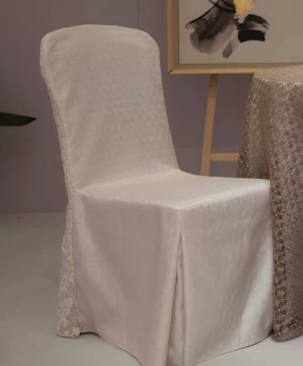 White chair cover with full skirt